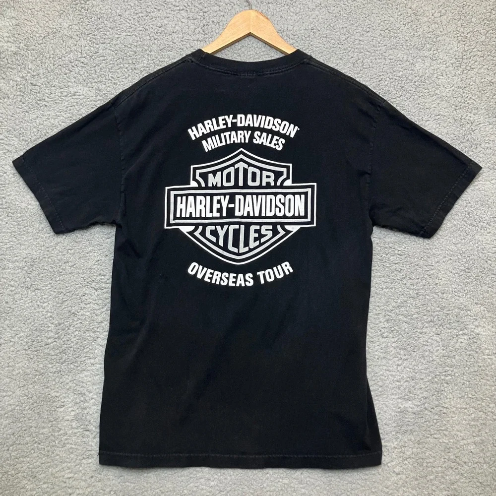 Harley-Davidson Motorcycle Military Sales T-Shirt Men L Black Overseas Tour 2013